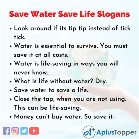 Save Water Save Life Slogans | Unique and Catchy Save Water Save Life ...