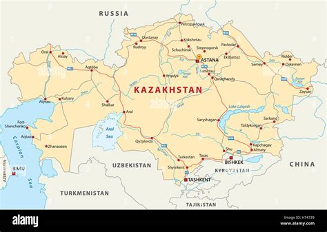 kazakhstan road map Stock Vector Image & Art - Alamy