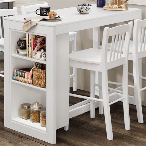 Jofran Tribeca Counter Height Table 3 Storage Shelves White | Kitchen table settings, Small ...