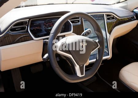 Tesla Model S electric car interior Stock Photo - Alamy