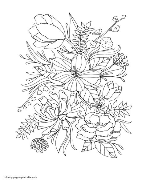 Realistic Flower Coloring Pages || COLORING-PAGES-PRINTABLE.COM