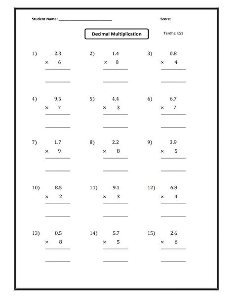 Multiply Decimals by Whole Numbers worksheet | Live Worksheets ...