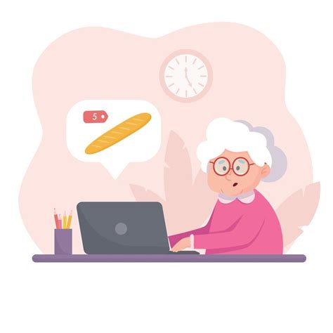 Grandma orders groceries online 6425789 Vector Art at Vecteezy