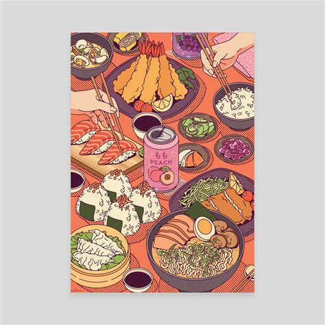 Itadakimasu! Japanese Food Illustration, an art canvas by Zellene ...