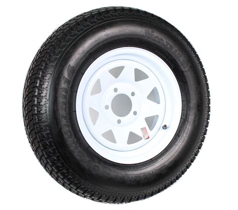 Eco Trailer Tire On Rim ST205/75D14 14 in. Load C 5 Lug White Spoke ...