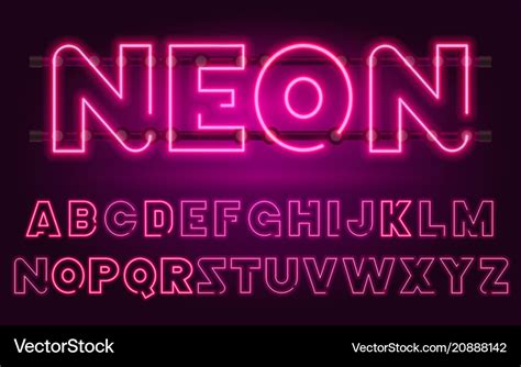 80 s purple neon retro font futuristic chrome Vector Image