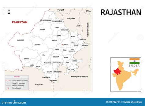 Rajasthan Map. Political And Administrative Map Of Rajasthan With ...