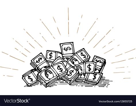 Heap of money hand drawing Royalty Free Vector Image