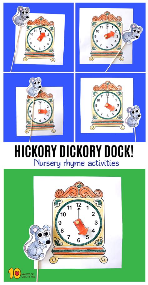 Hickory Dickory Dock Printable Craft | Nursery rhymes preschool crafts, Nursery rhymes ...