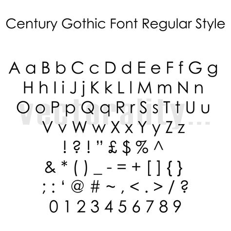 Century Gotico Font Stile Regolare Numeri Lettere Vector Art - Etsy Italia