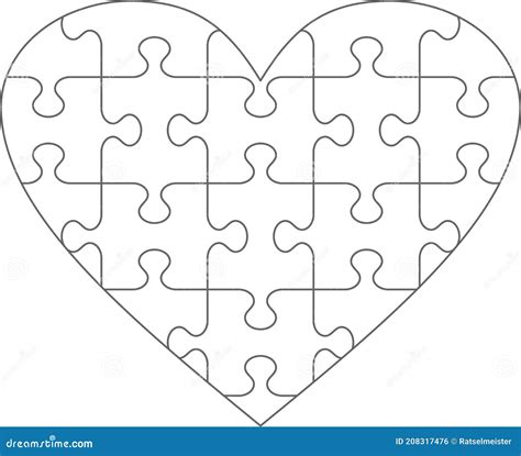 Heart Shaped Jigsaw Puzzle Blank Template Stock Vector - Illustration of charts, guidelines ...