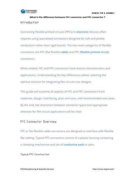 What is the Difference Between FFC Connector and FPC Connector | PDF | Electrical Connector ...