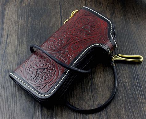 Handmade Tooled Leather Men's Biker Wallet Motorcycle Wallet Long Wall – iChainWallets