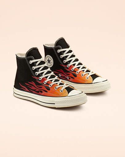 Chuck 70 Archive Print High Top Black/Enamel Red/Bold Mandarin | Custom shoes diy, Sneakers ...