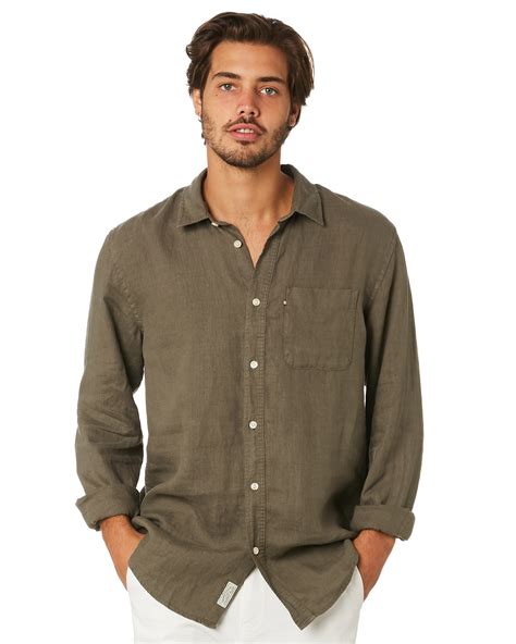 Academy Brand Hampton Mens Linen Shirt - Olive | SurfStitch