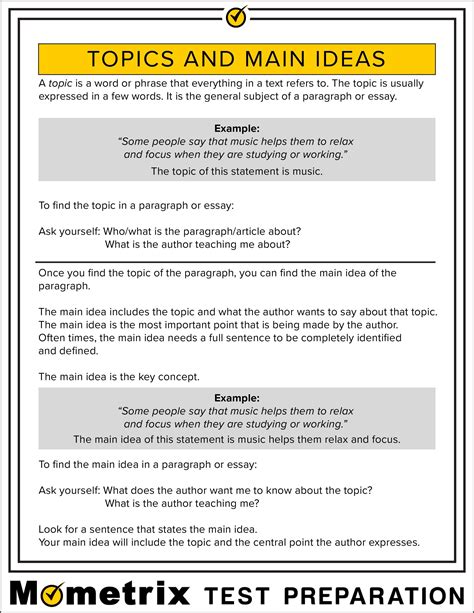 Paragraph Main Idea Examples