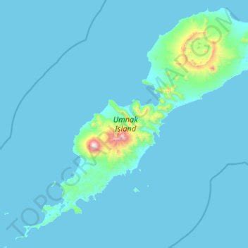 Umnak Island topographic map, elevation, terrain