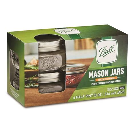 Ball 4-Pack Elite Collection Wide Mouth 1/2 Pint 8 oz Mason Jars - 1440061162 | Blain's Farm & Fleet