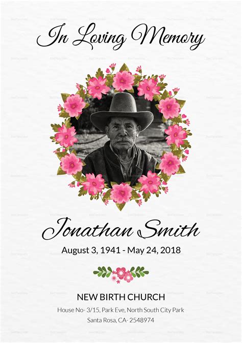 Obituary Death Announcement Template in Adobe Photoshop, Microsoft Word