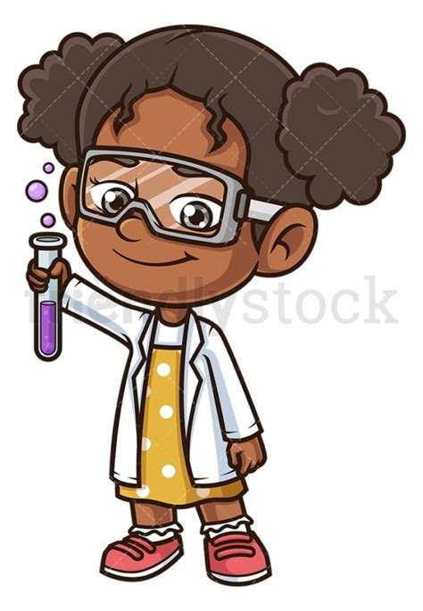 Black Girl Scientist Cartoon Clipart Vector - FriendlyStock