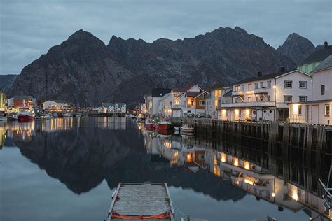 Fishing Village On The Lofoten Islands At Night Photograph by Cavan Images - Fine Art America