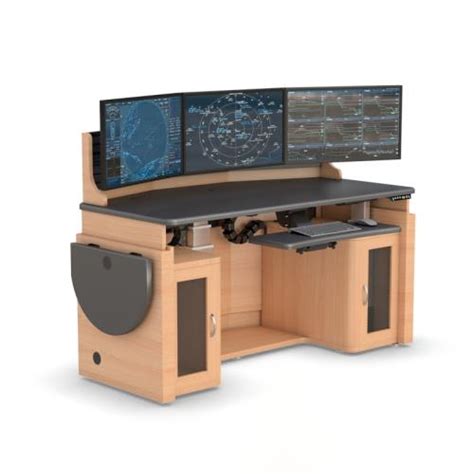 Ergonomic Height Adjustable Multi Monitor Security Desk