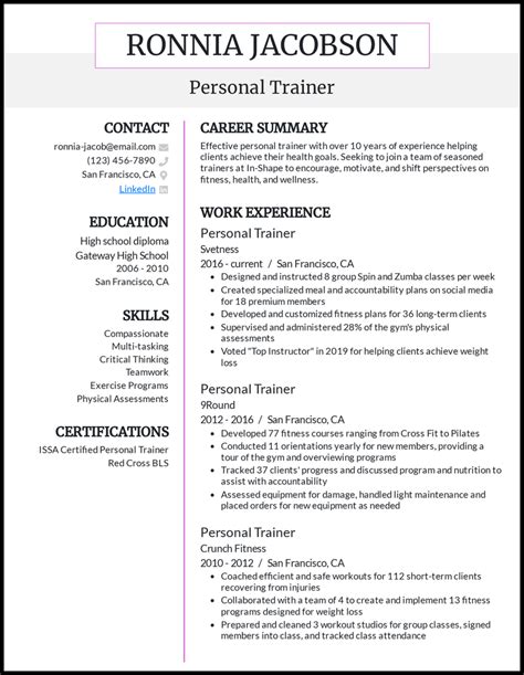 5 Personal Trainer Resume Examples for 2022