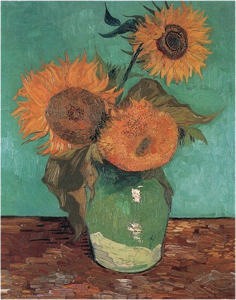 Three Sunflowers in a Vase by Vincent Van Gogh - 617