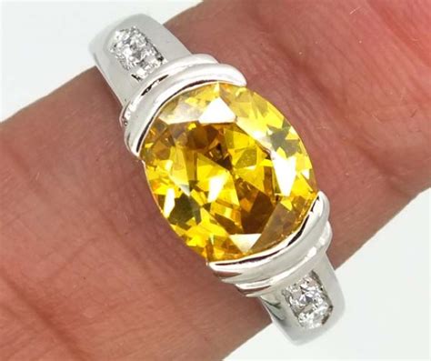 YELLOW QUARTZ SILVER RING 20.5 CTS SIZE-7.75 RJ-373