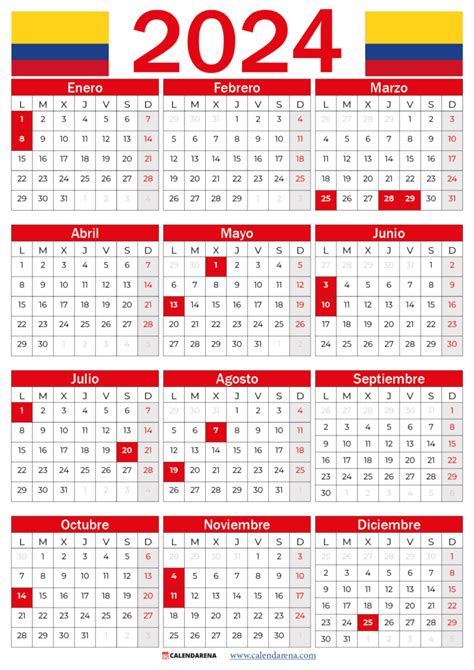 Calendario 2024 Colombia Festivos