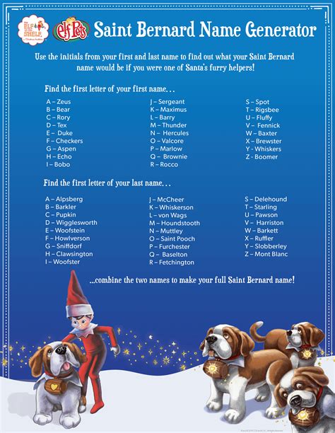 Find Your Saint Bernard Name! | The Elf on the Shelf | Elf pets, Elf on ...