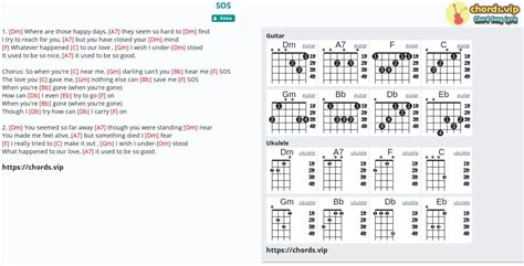 Hợp âm: SOS - Abba - cảm âm, tab guitar, ukulele - lời bài hát | chords.vip