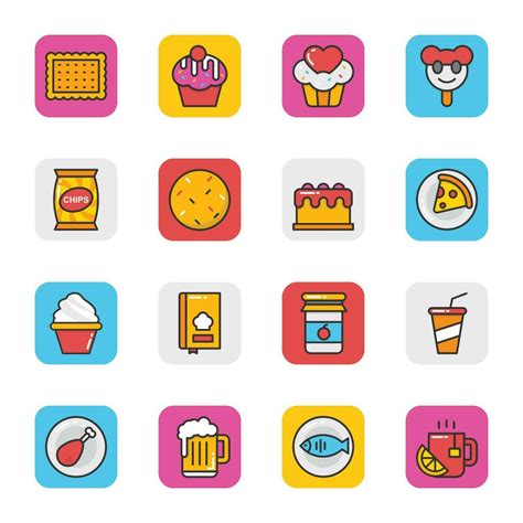 Pack of Bakery Food Coloured Line Icons 28636798 Vector Art at Vecteezy