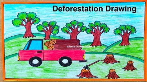 deforestation drawing - simple and easy - land pollution drawing | Deforestation drawing ...