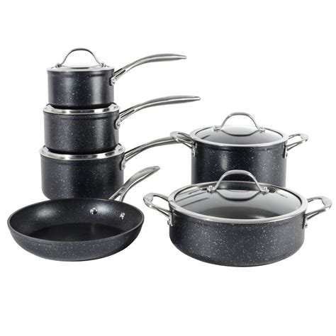 Sets 4 Piece ProCook Professional Granite Non-Stick Cookware Set Induction Pans with Ceramic ...