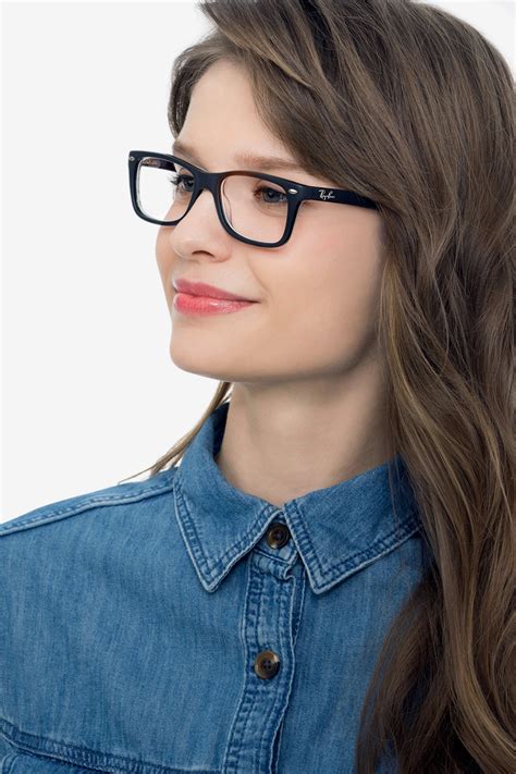 Ray-Ban RB5228 - Rectangle Black & Gray Frame Eyeglasses | Eyebuydirect Canada