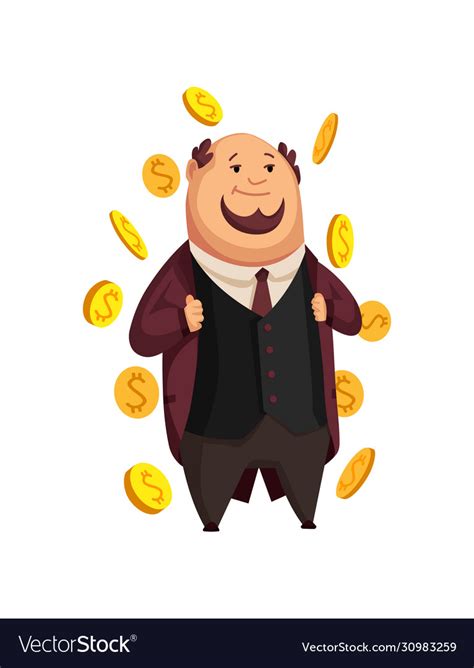 Cartoon rich people image a funny fat Royalty Free Vector