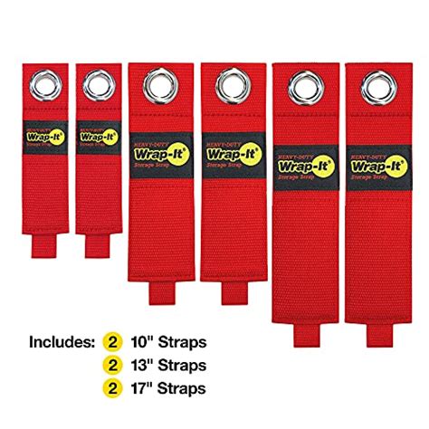 Heavy-Duty Wrap-It Storage Straps - Assorted 6-Pack (Red) - Hook and ...