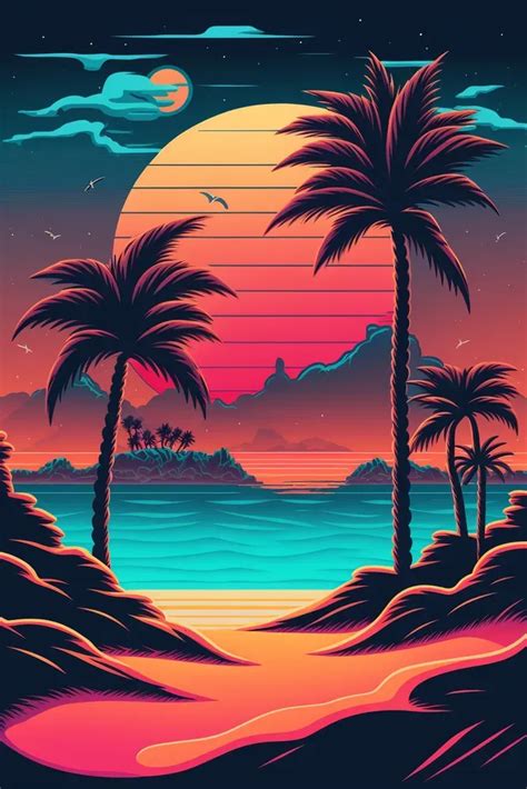 Vibrant Retro Landscape Posters Midjourney Prompt | PromptBase