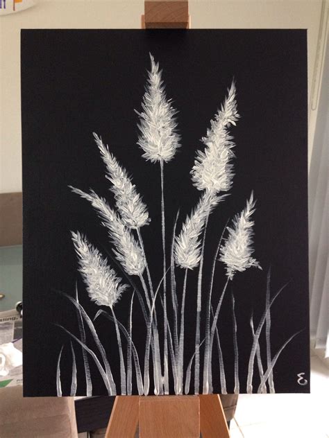 Black and white painting. Acrylic paint on canvas. Toetoe grass | Black canvas paintings, Black ...