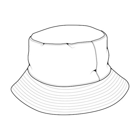 Premium Vector | Bucket hat outline drawing vector bucket hat in a ...