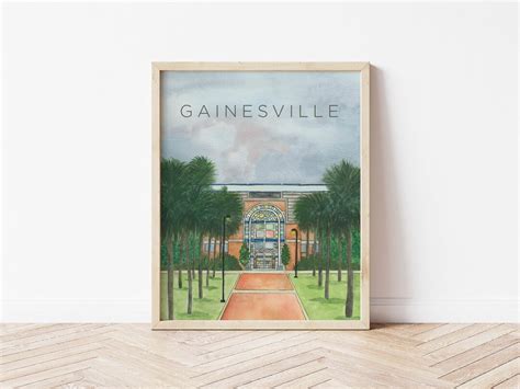 Gainesville, Florida Art Print, University of Florida Gators, UF Football Stadium Painting ...