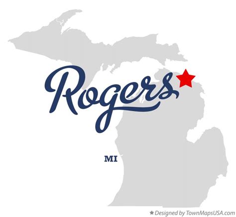 Map of Rogers, MI, Michigan