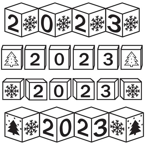 Calendar for Christmas, new year made of cubes with the number 2023, vector illustration black ...