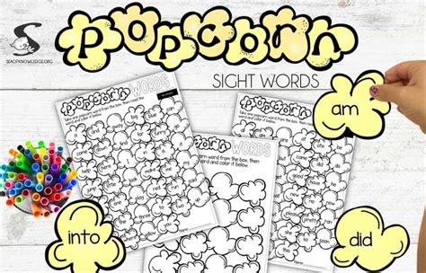 Free Popcorn Words Kindergarten Printable Game