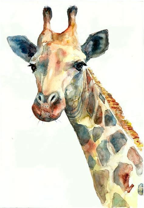 Giraffe watercolor, giraffe poster, African animals, Series - Wildlife. Giraffe Watercolor by 16 ...