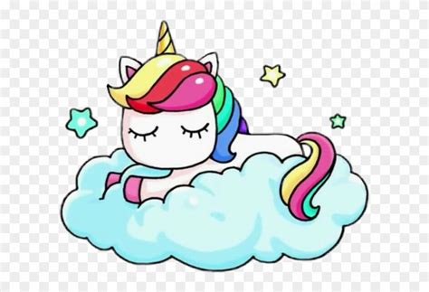 Unicorn Sleep Cloud Rainbow Kawaii - Draw So Cute Unicorn On A Cloud ...