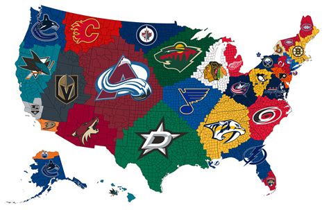 Map of the closest NHL teams to each US county : r/MapFans