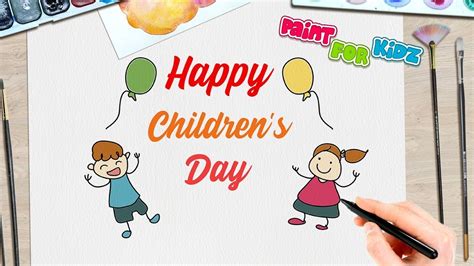 Happy Children's Day Drawing | Simple & Easy | Paint For Kidz - YouTube