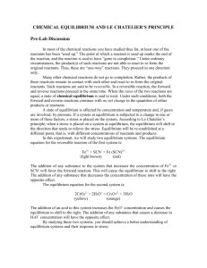 Chemical Equilibrium & Le Chatelier's Principle